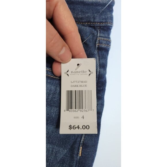 Nanette Lepore Pants Blue SZ 4 Jolie Super High Rise Taper Retro Denim LJ7727MAD - Picture 4 of 11